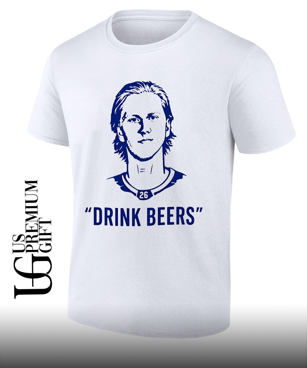 Sam Carrick with Rasmus Dahlin Drink Beer shirt