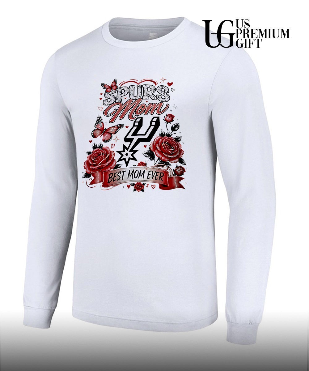 San Antonio Spurs Mom Best Mom Ever Mother’s Day Flowers and Butterfly shirt