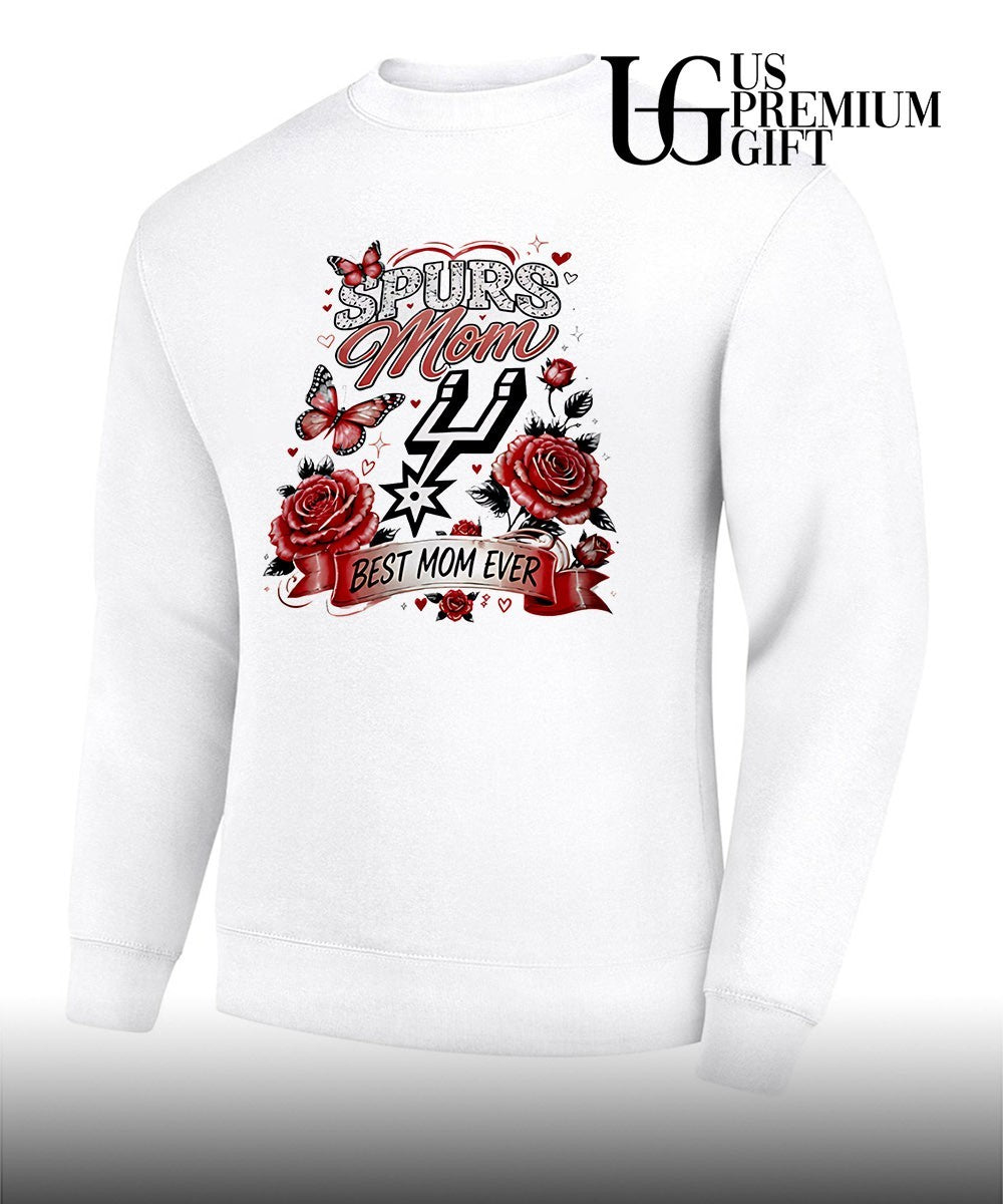 San Antonio Spurs Mom Best Mom Ever Mother’s Day Flowers and Butterfly shirt