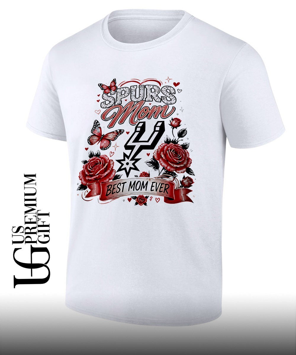 San Antonio Spurs Mom Best Mom Ever Mother’s Day Flowers and Butterfly shirt