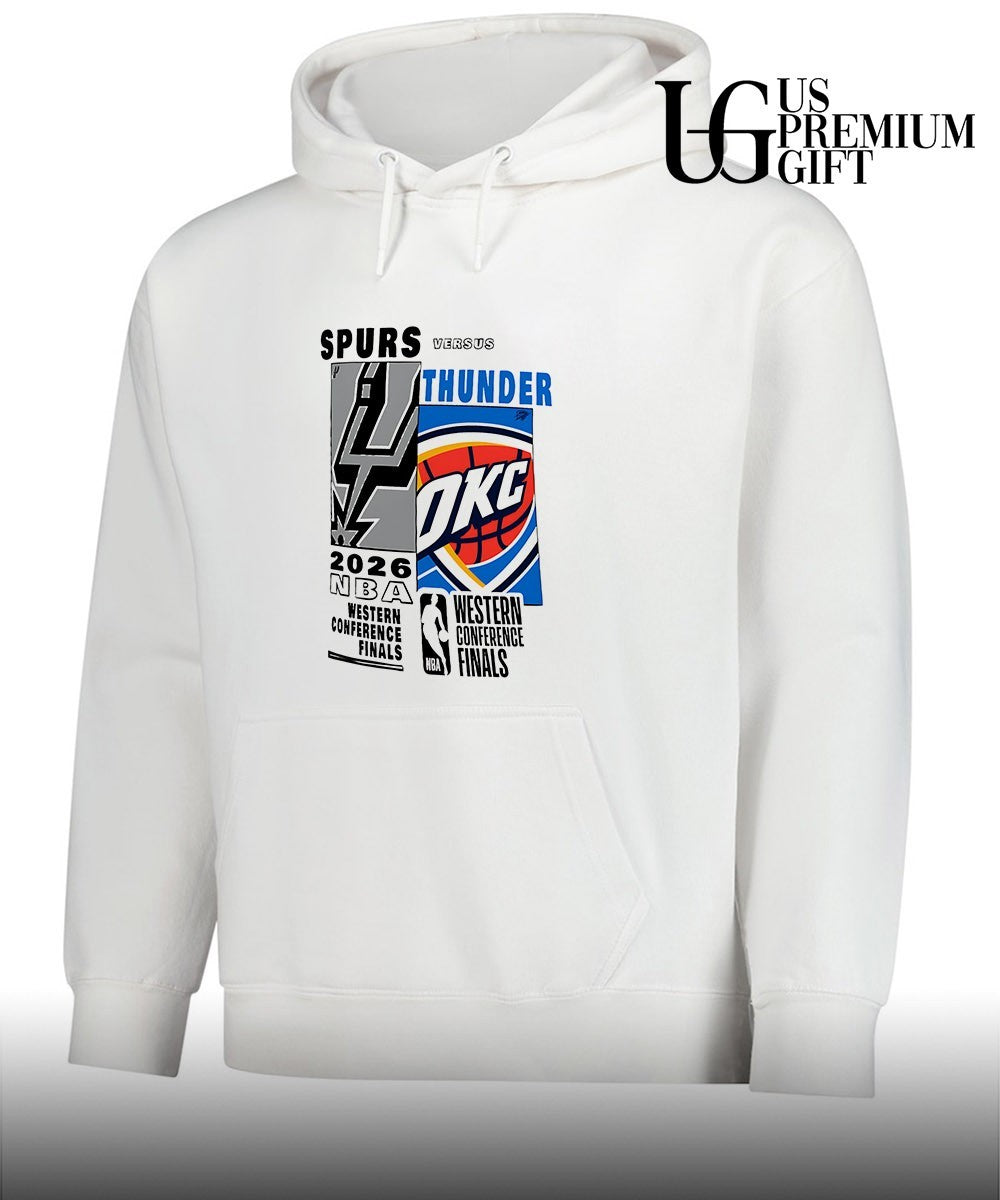 San Antonio Spurs vs Oklahoma City Thunder 2026 Western Conference Finals Matchup fragments shirt