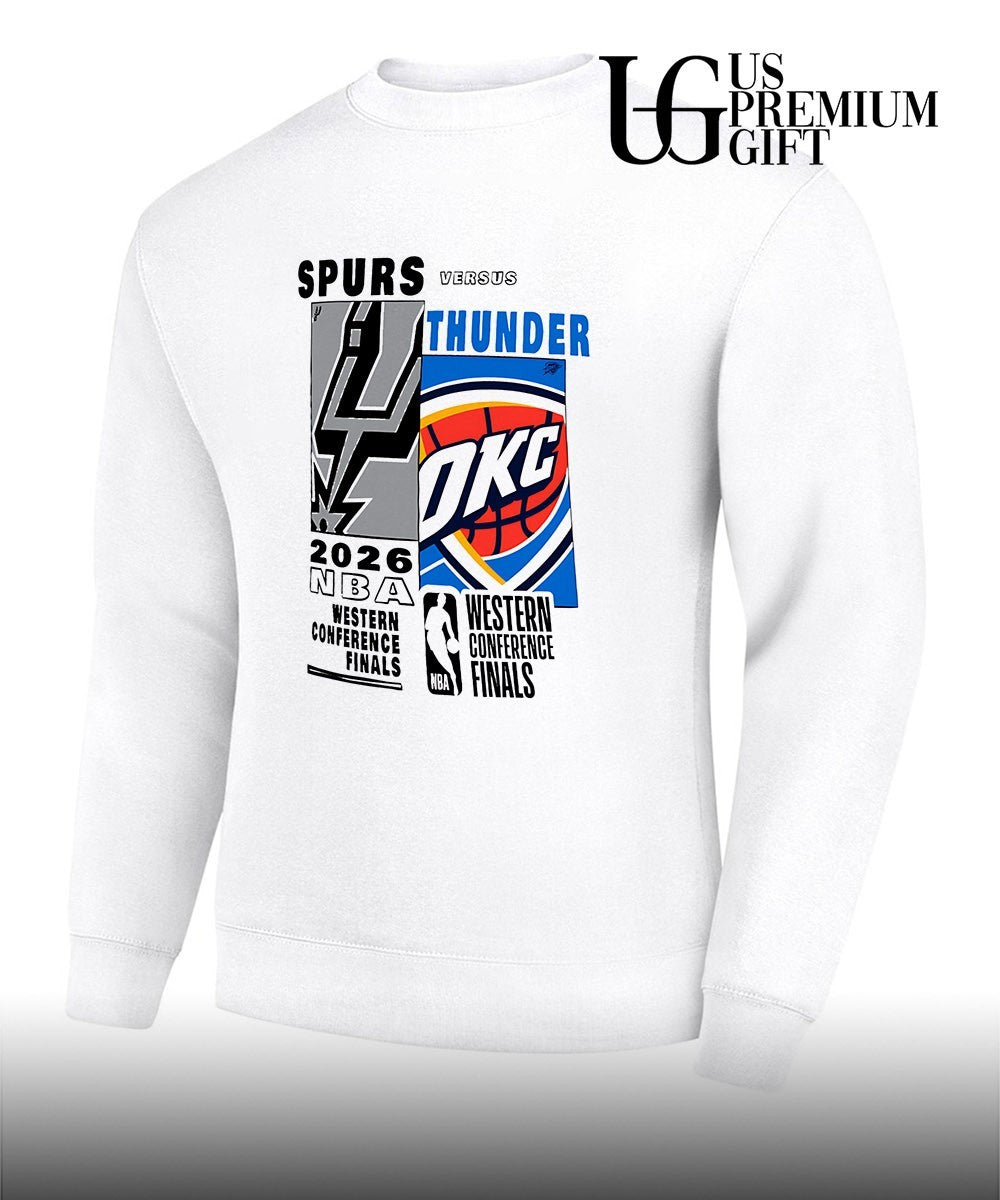 San Antonio Spurs vs Oklahoma City Thunder 2026 Western Conference Finals Matchup fragments shirt