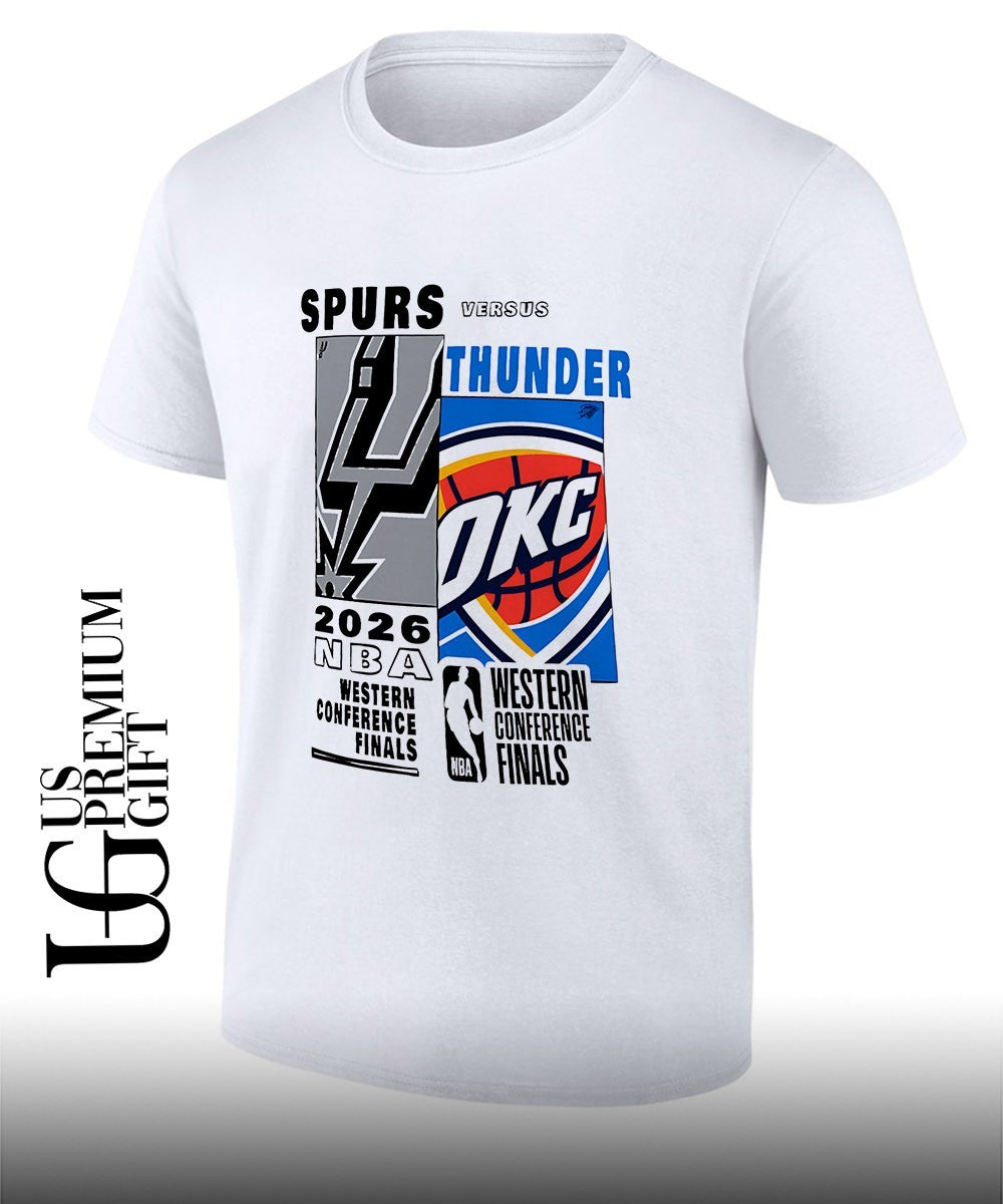 San Antonio Spurs vs Oklahoma City Thunder 2026 Western Conference Finals Matchup fragments shirt
