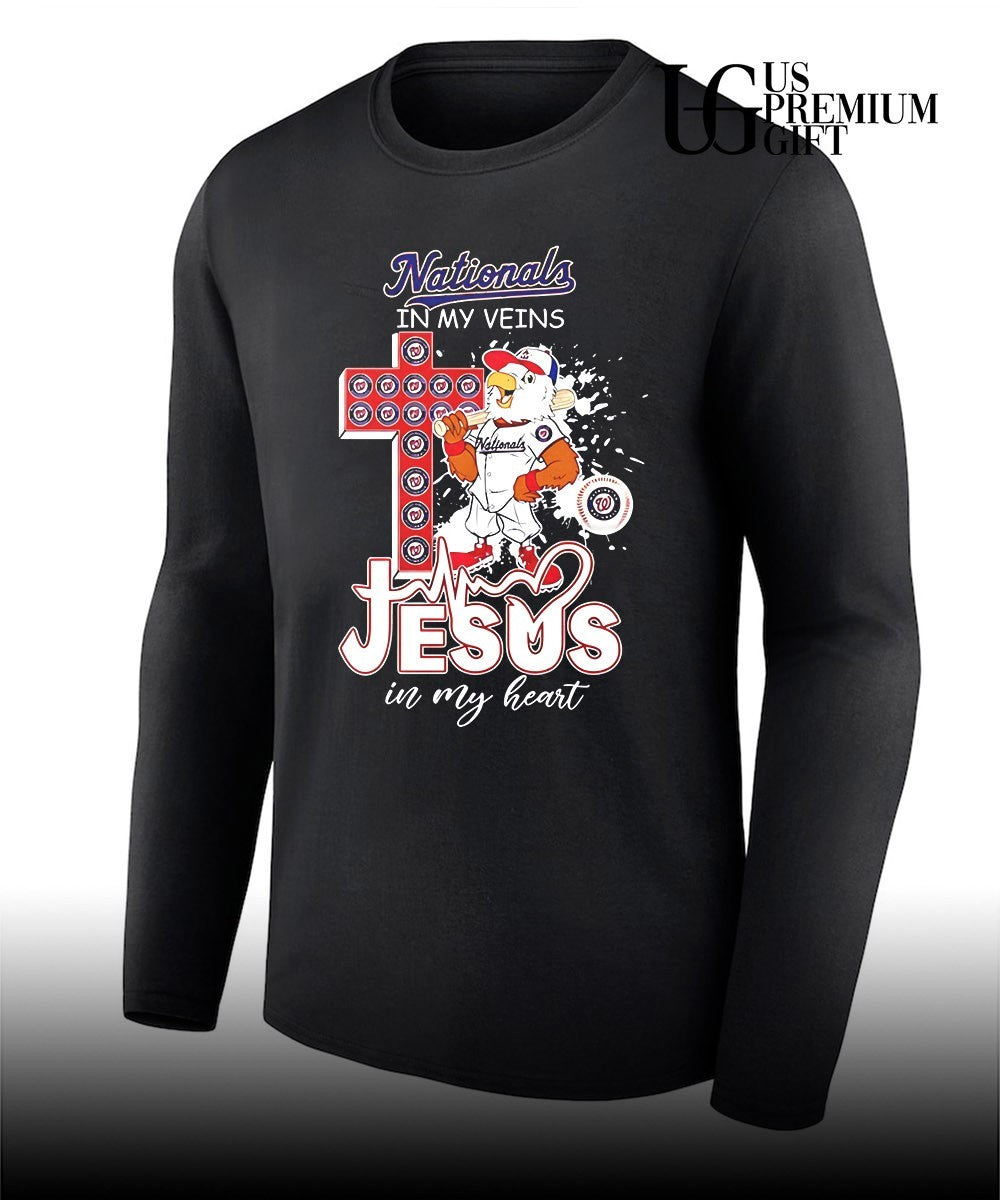 Screech Washington Nationals cross in my veins Jesus in my heart 2026 mascot shirt
