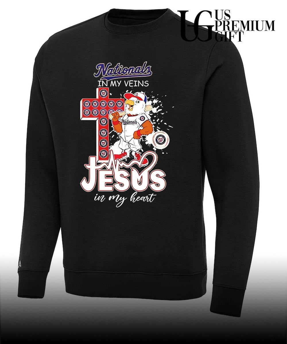 Screech Washington Nationals cross in my veins Jesus in my heart 2026 mascot shirt
