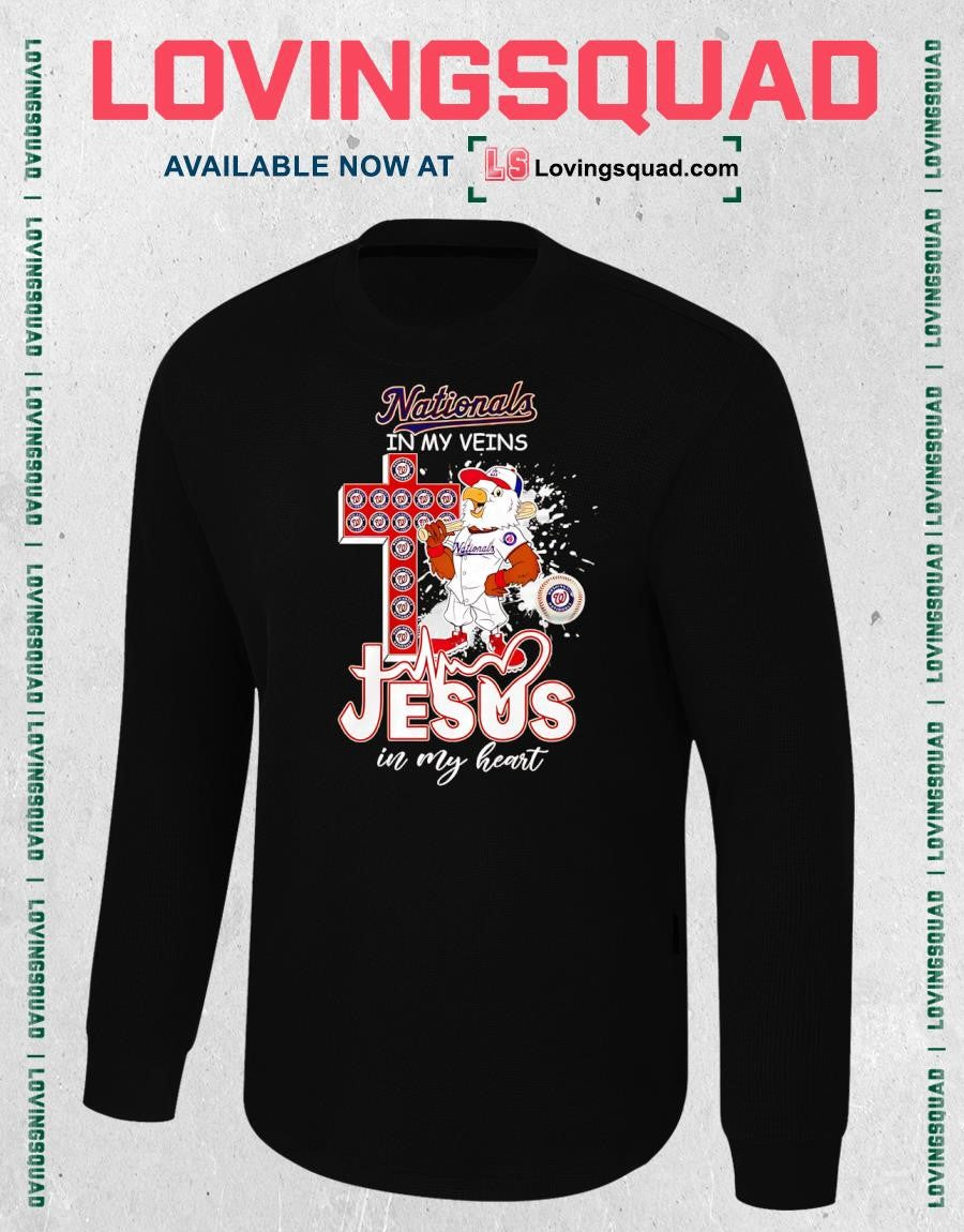 Screech Washington Nationals in my veins Jesus in my heart mascot shirt