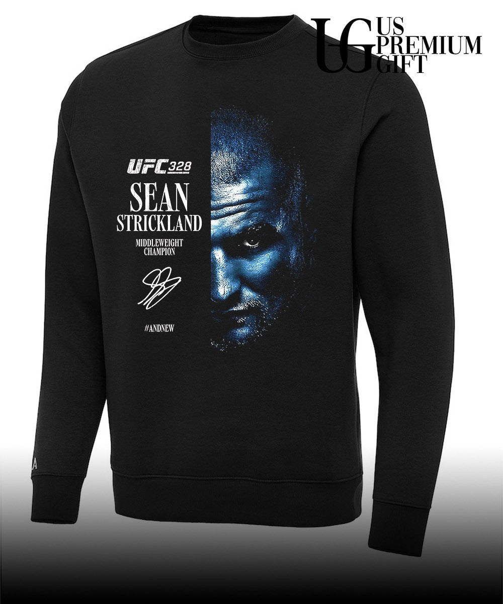 Sean Strickland AndNew UFC 328 Flyweight Champion portrait signature shirt