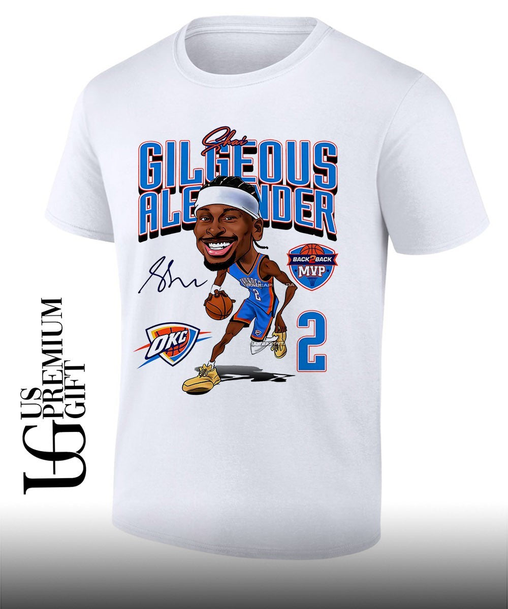 Shai Gilgeous-Alexander Back 2 Back MVP Oklahoma City Thunder 2026 NBA signature caricature shirt