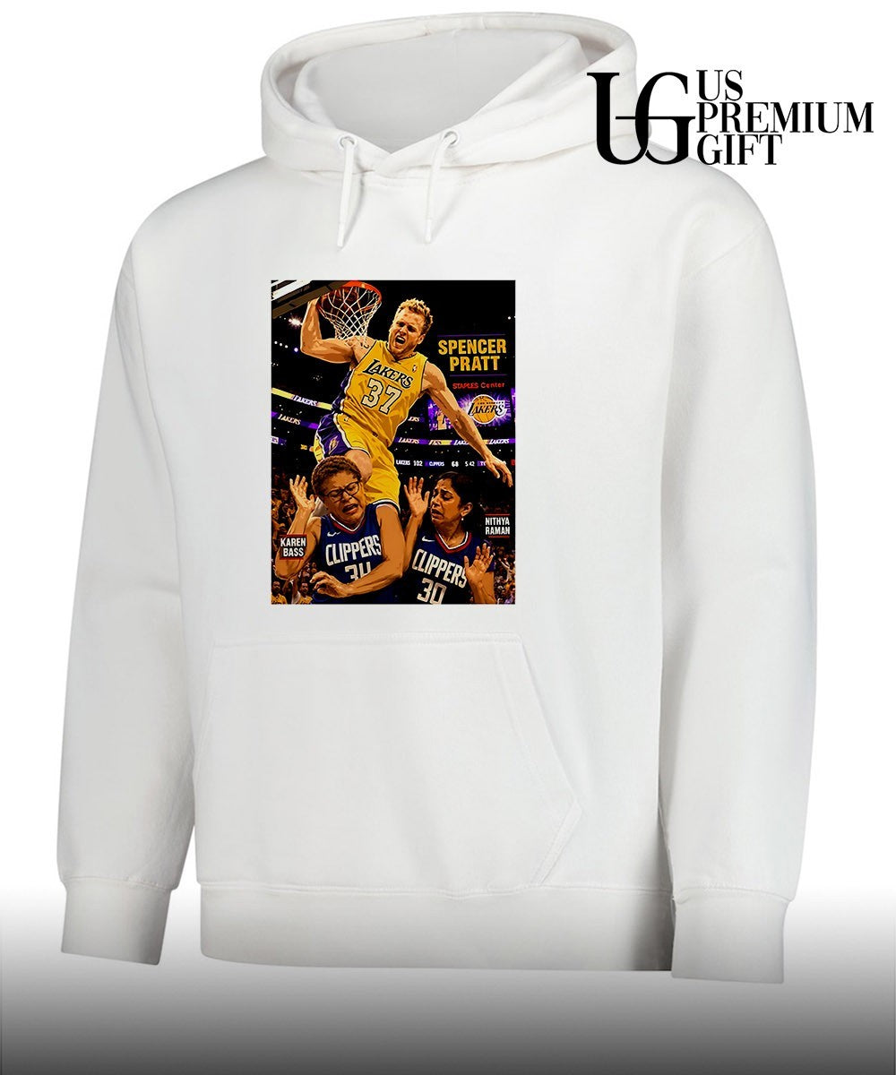 Spencer Pratt dunks on Communists Los Angeles Lakers NBA shirt