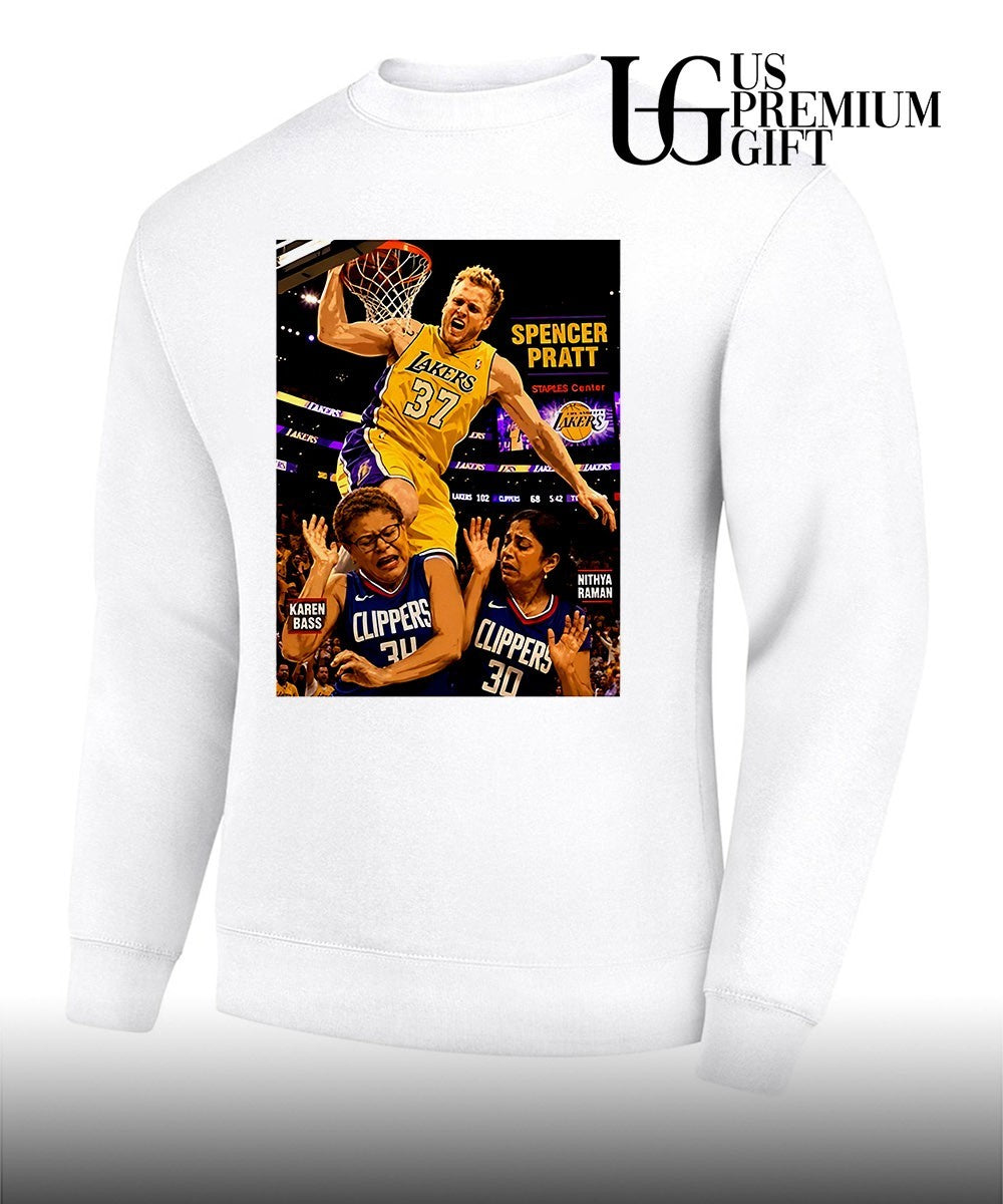 Spencer Pratt dunks on Communists Los Angeles Lakers NBA shirt