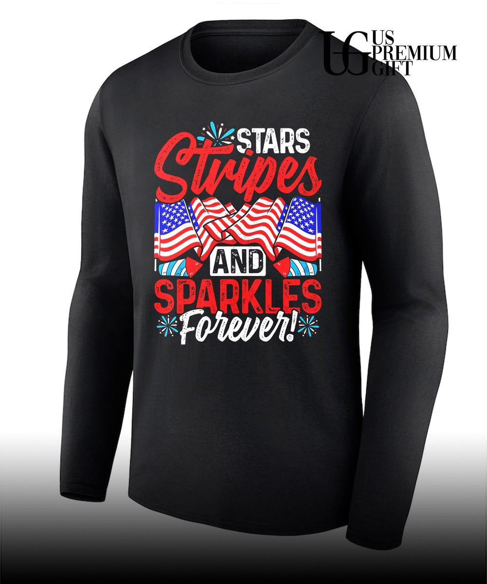 Stars Stripes and Sparkles Forever 4th of July American flag shirt