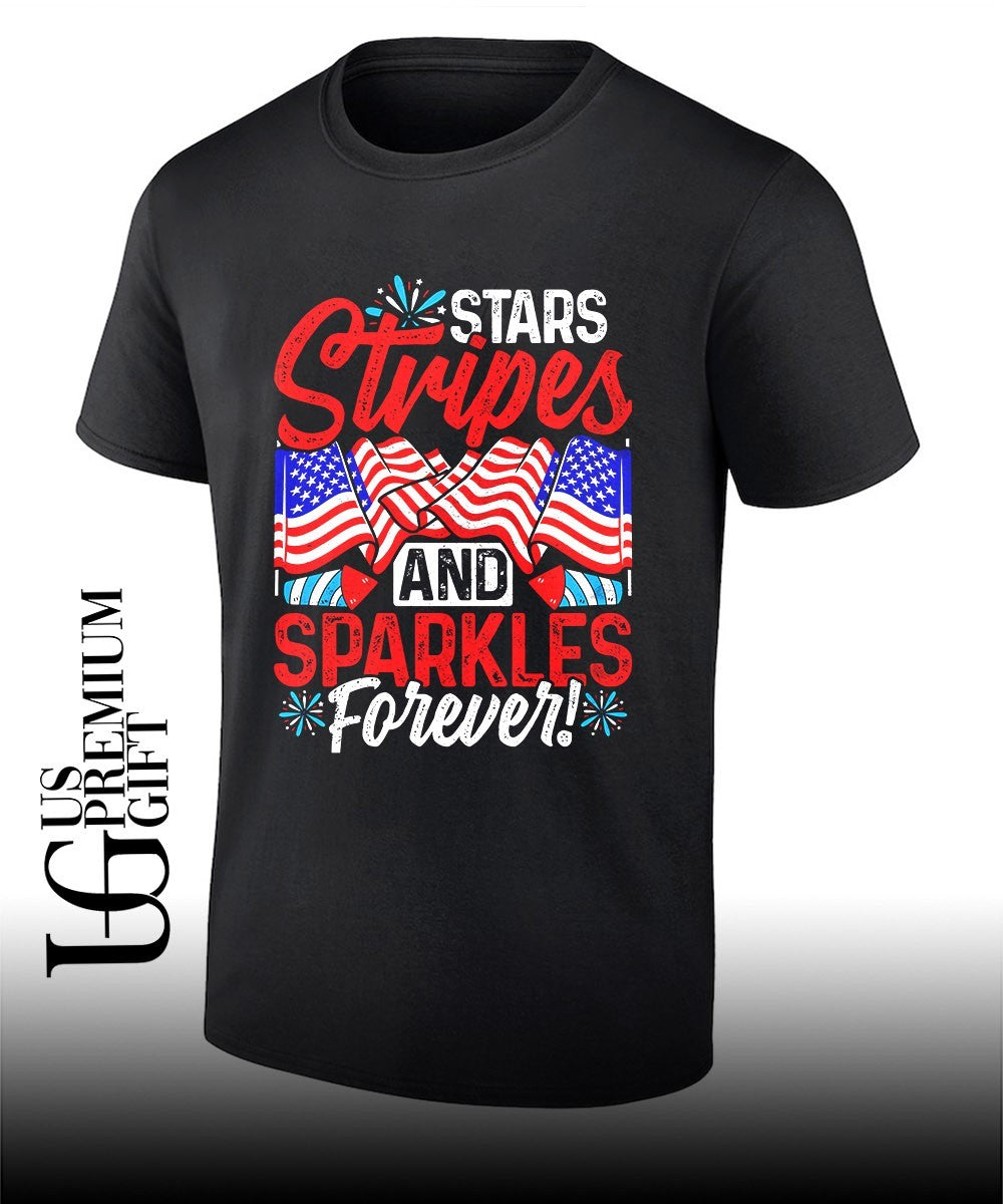 Stars Stripes and Sparkles Forever 4th of July American flag shirt