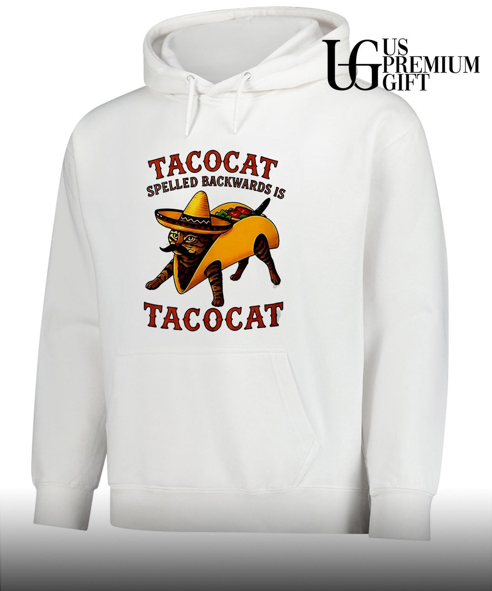 Tacocat Spelled Backwards is Tacocat Mexican Hat Mustache Cat in Taco shirt