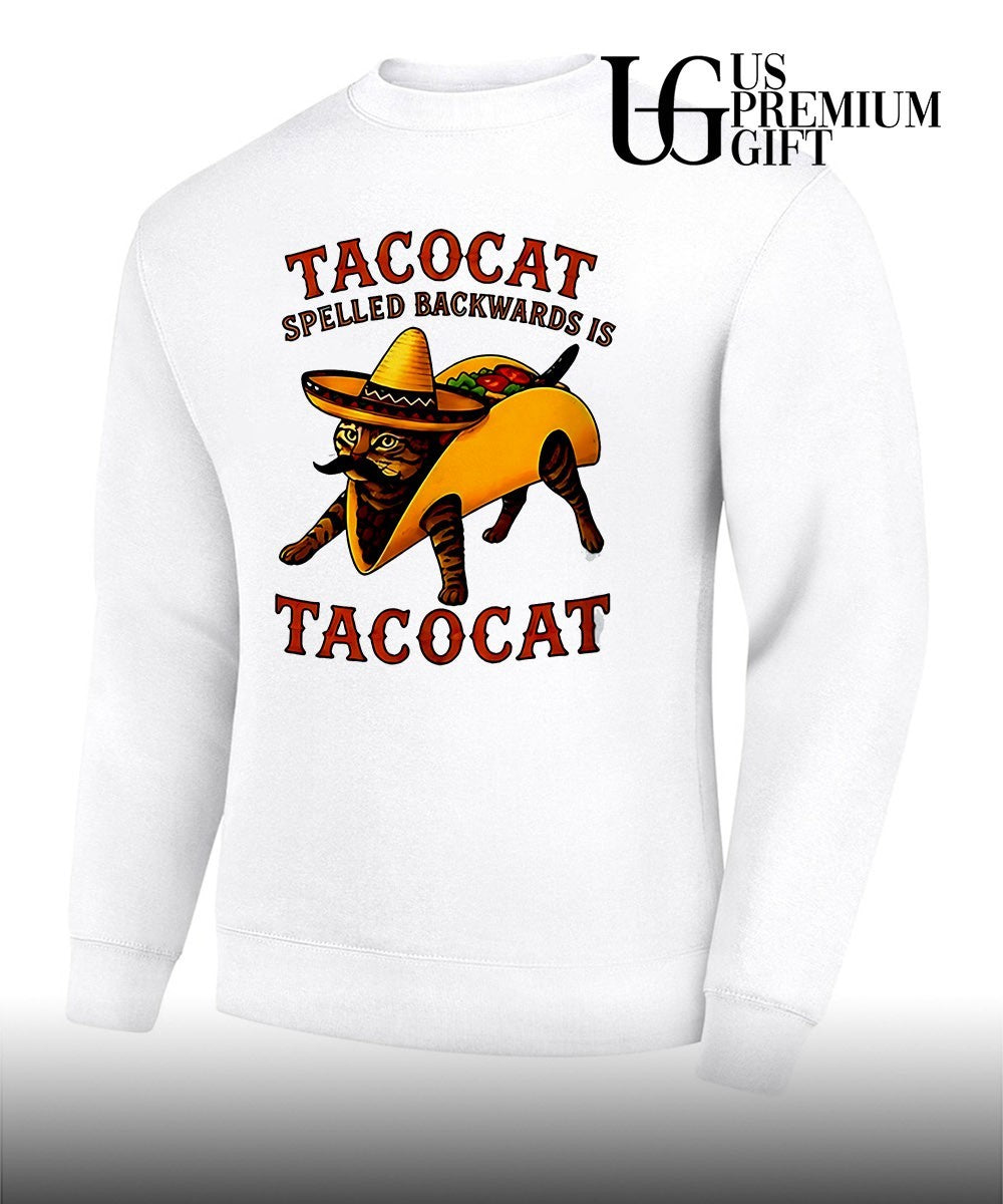 Tacocat Spelled Backwards is Tacocat Mexican Hat Mustache Cat in Taco shirt