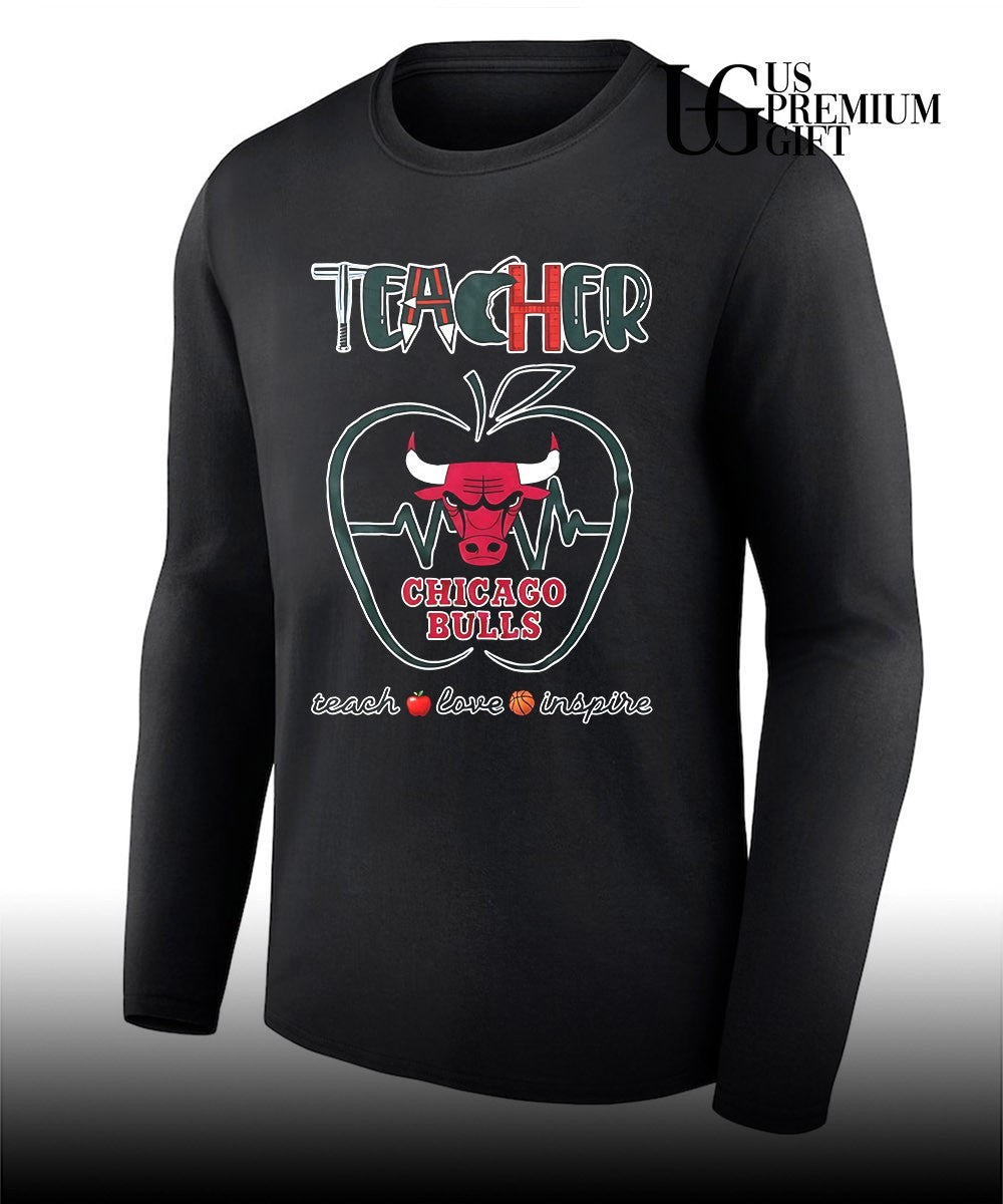 Teacher Teach Love Inspire Chicago Bulls logo shirt