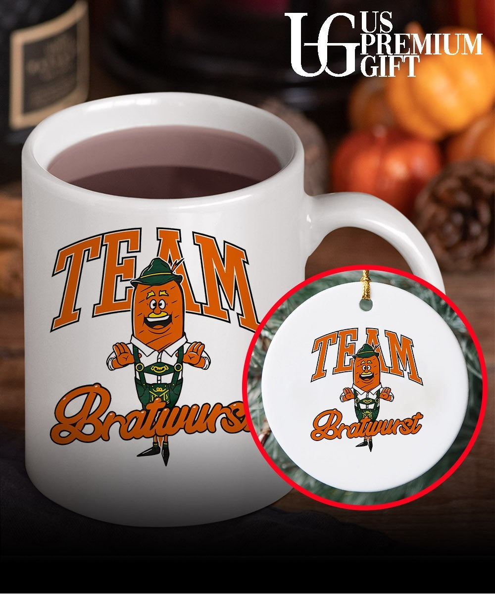 Team Bratwurst Burnt Orange mascot shirt