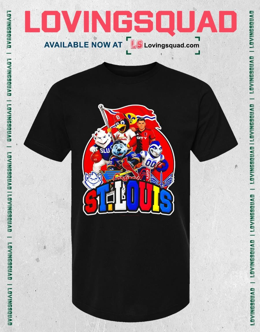Teams of St. Louis sports logos and mascots graphic shirt
