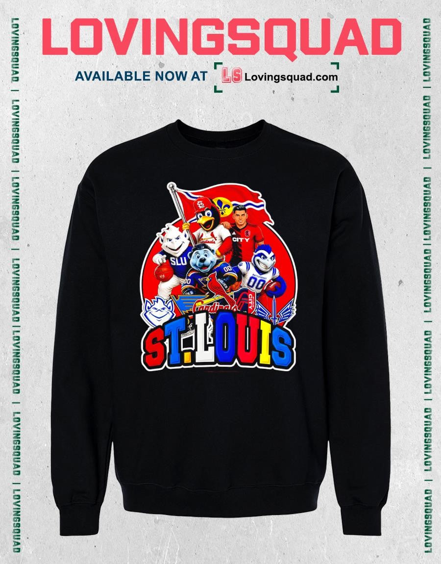 Teams of St. Louis sports logos and mascots graphic shirt