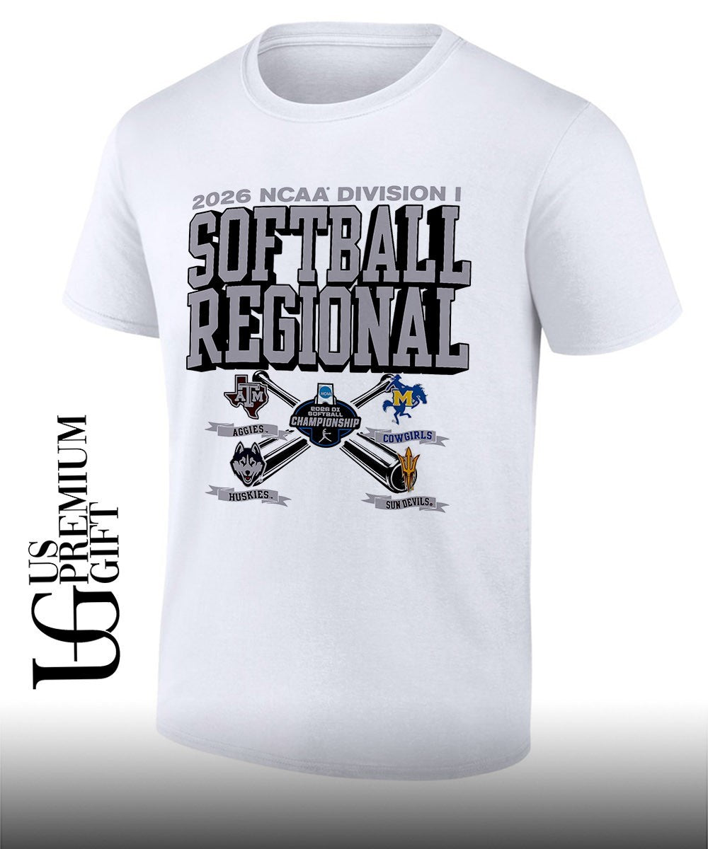 Texas A&M and McNeese State and Arizona State and Washington 2026 NCAA Division I Softball Regional logo shirt