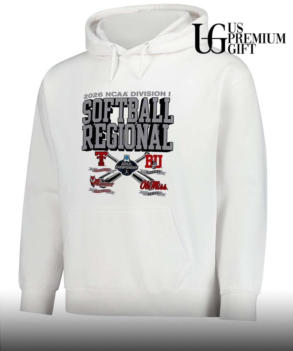 Texas Tech and Boston University and Marist College and Ole Miss 2026 NCAA Division I Softball Regional logo shirt