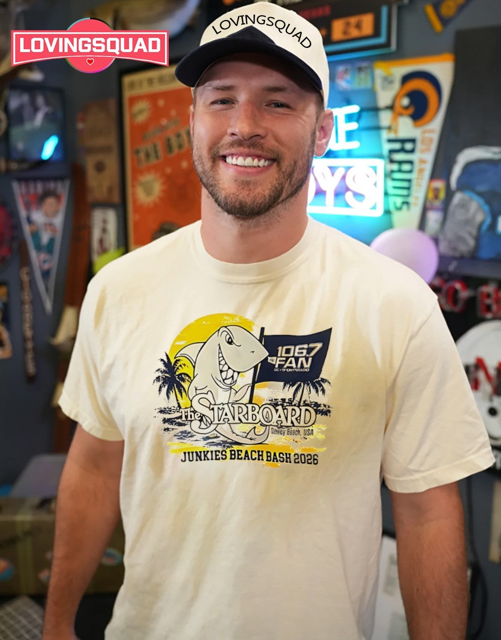 The Starboard Junkies Beach Bash 2026 106.7 The Fan Shark Beach Party shirt
