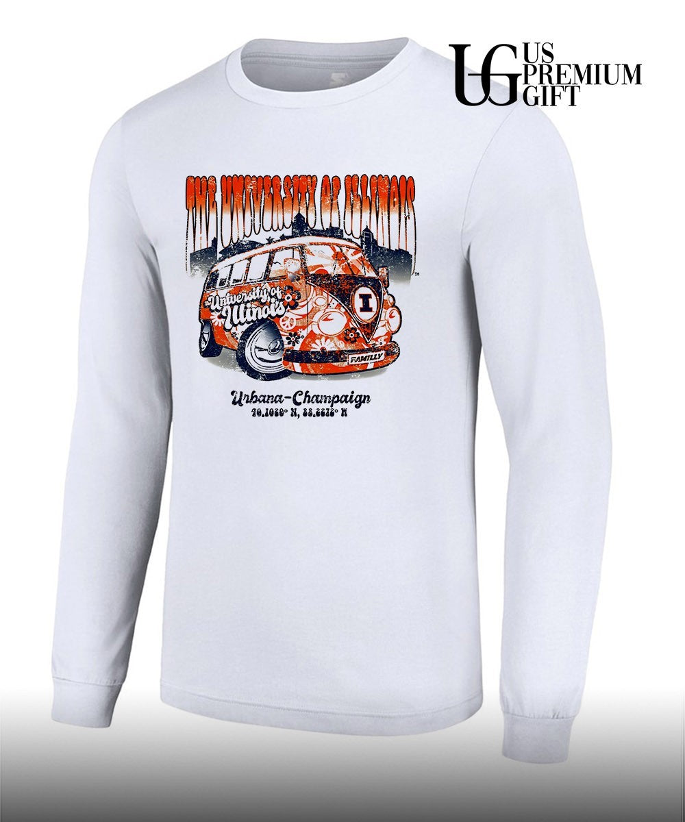 The University of Illinois Fighting Illini Tan Flower Bus shirt