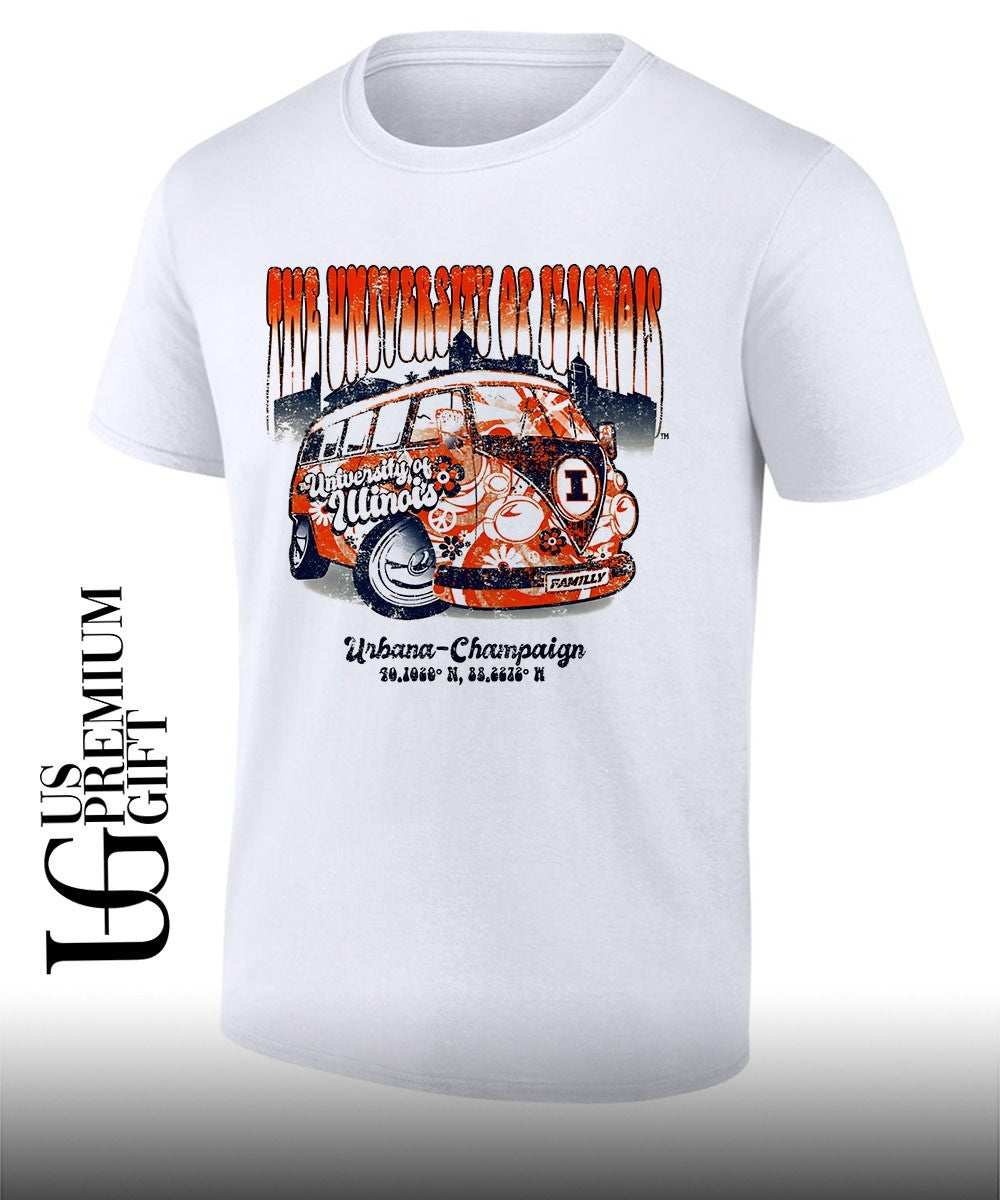 The University of Illinois Fighting Illini Tan Flower Bus shirt