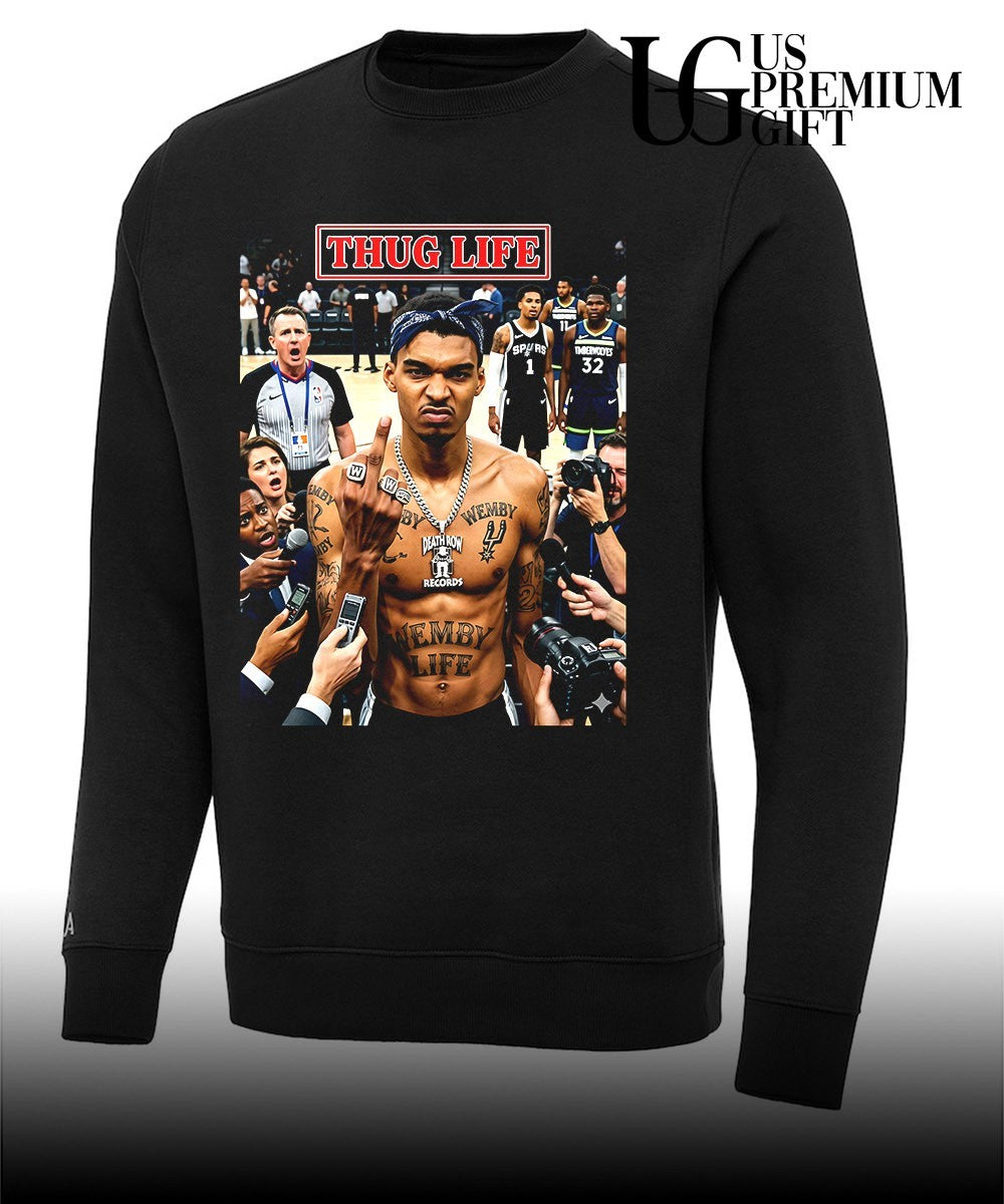 Thug Life Victor Wembanyama San Antonio Spurs NBA middle finger shirt