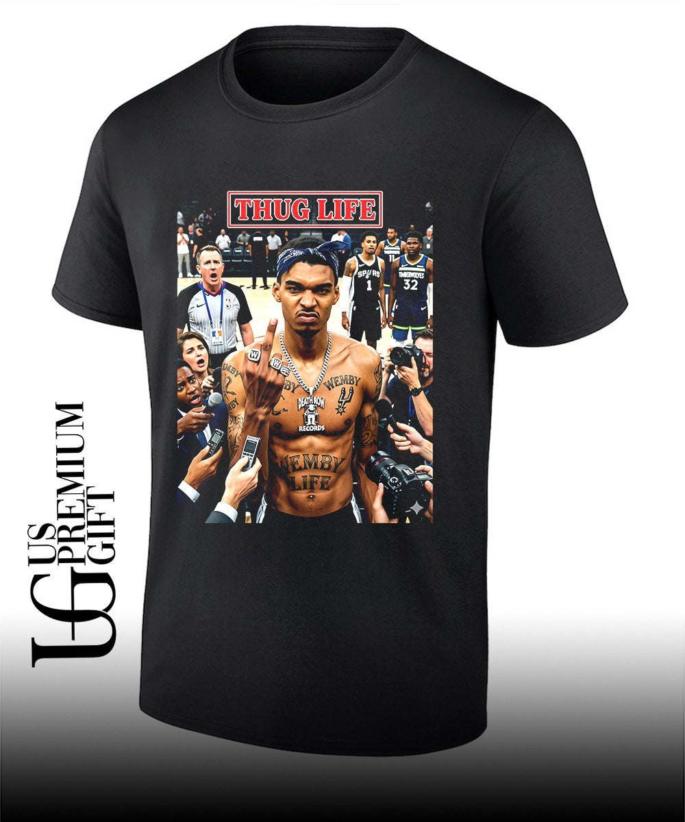 Thug Life Victor Wembanyama San Antonio Spurs NBA middle finger shirt