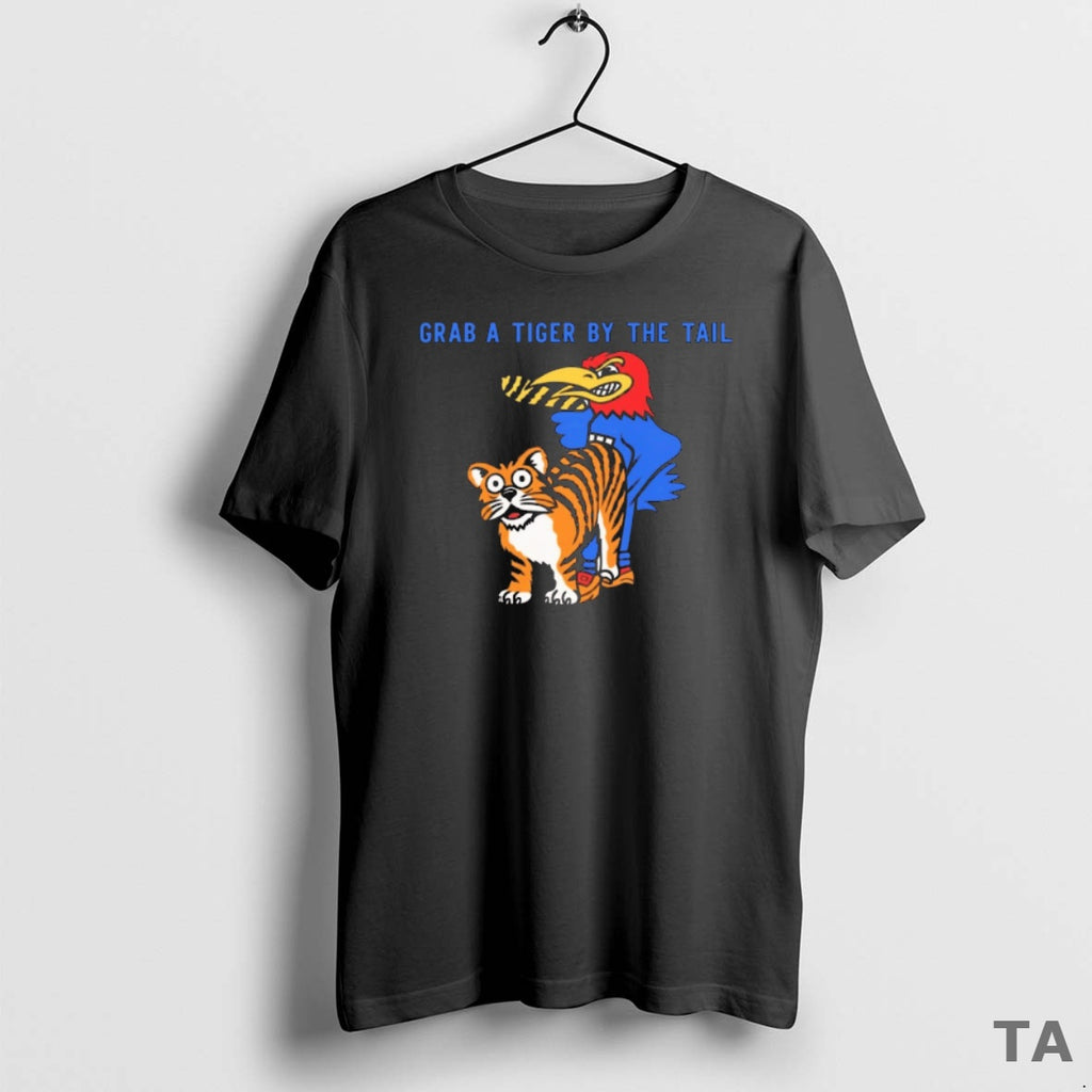 Top 2025 Grab A Tiger By The Tail Kansas Jayhawks Vs Missouri Tigers T-Shirts, Hoodie, Sweatshirt | PopFlextees.com