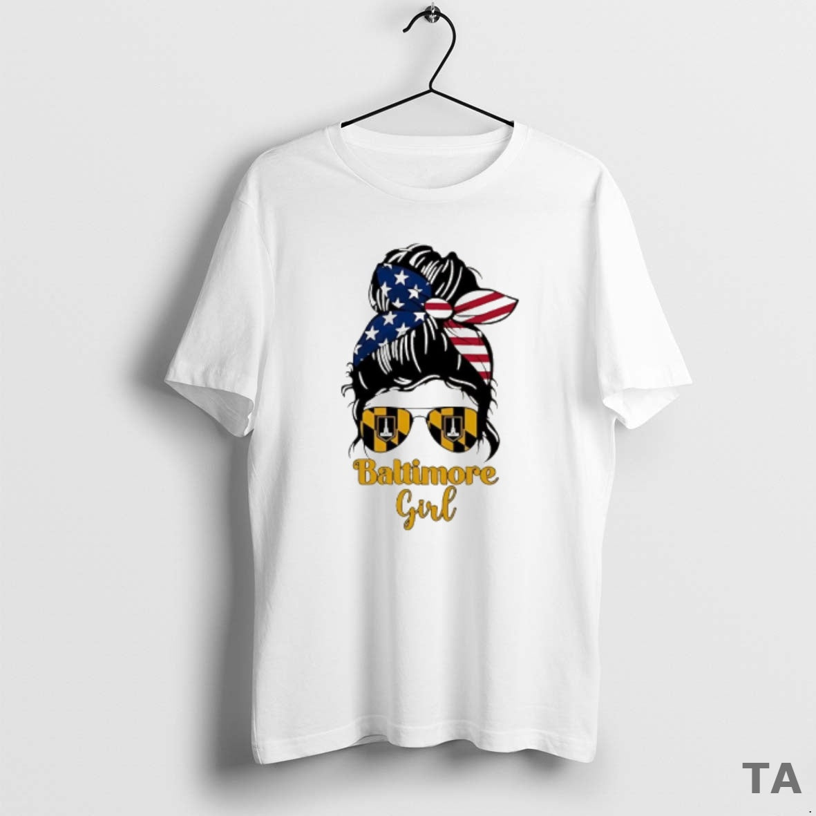 Top Baltimore Girl Messy Bun America T Shirt Sweater Hoodie, Sweatshirt | PopFlextees.com