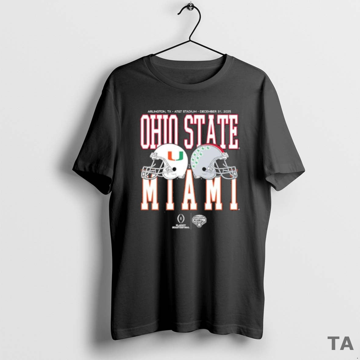 Top Cotton Bowl Classic 2025 Miami Vs Ohio State Helmet Matchup T Shirt Sweater Hoodie, Sweatshirt | PopFlextees.com