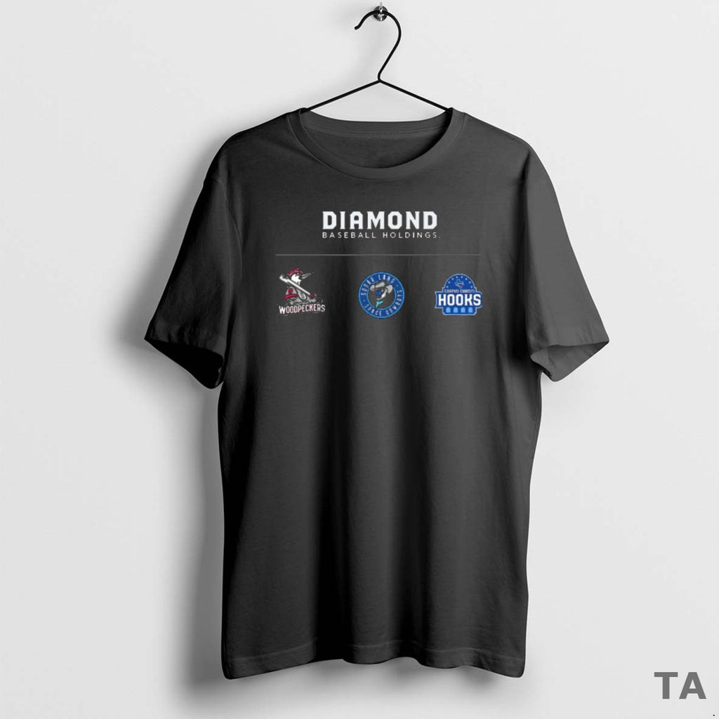 Top Diamond Baseball Holdings Sugar Land Space Cowboys Corpus Christi Hooks And Fayetteville Woodpeckers Logos T-Shirts,...