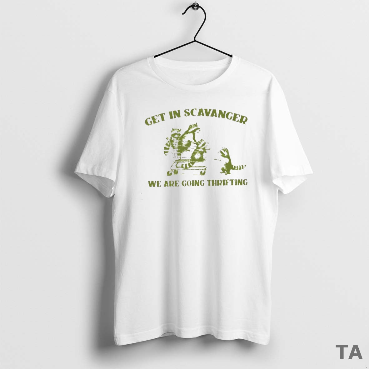 Top Get In Scavenger Were Going Thrifting Raccoons T Shirt Sweater Hoodie, Sweatshirt | PopFlextees.com