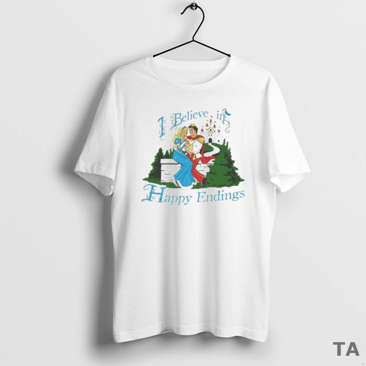 Top I Believe In Happy Endings Prince And Princess T Shirt Sweater Hoodie, Sweatshirt | PopFlextees.com