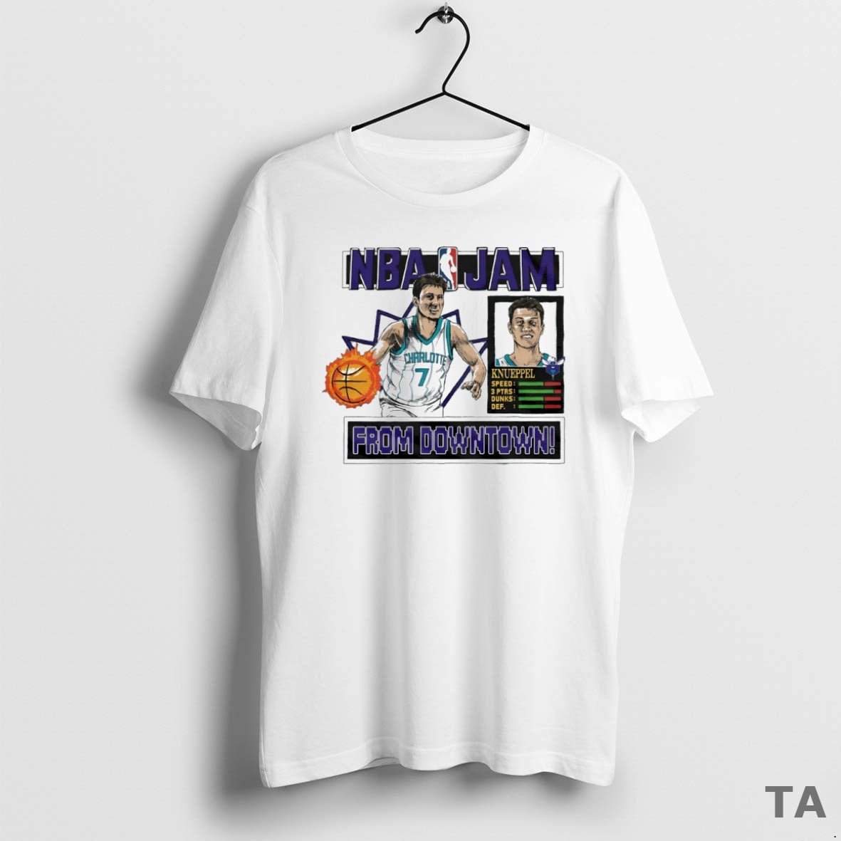 Top Nba Jam Charlotte Hornets Kon Knueppel From Downtown Circle T Shirt Sweater Hoodie, Sweatshirt | PopFlextees.com