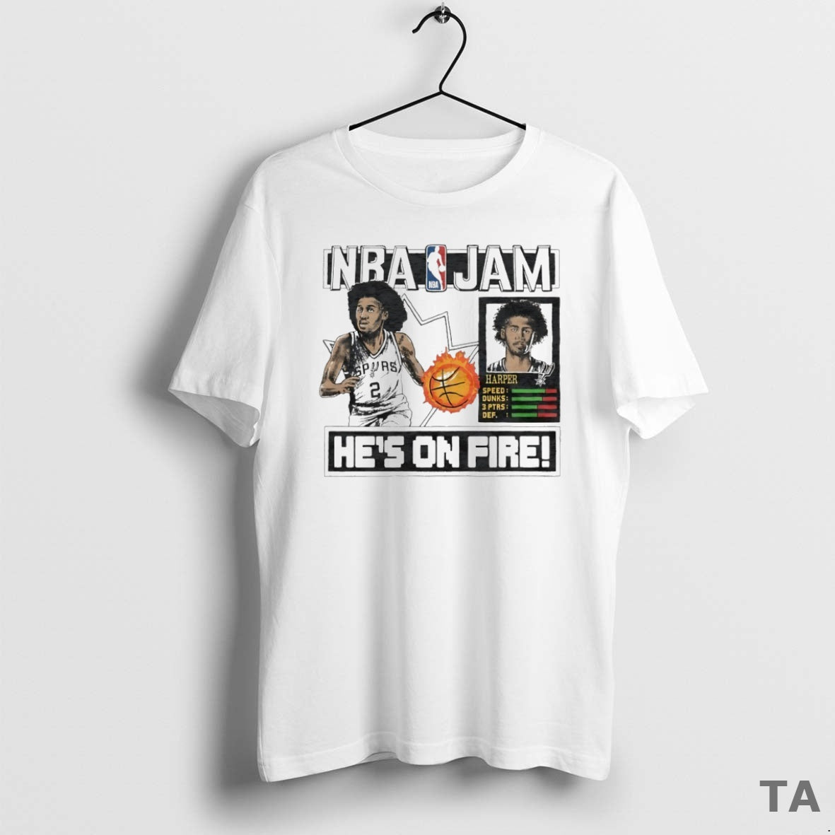 Top Nba Jam San Antonio Spurs Dylan Harper Hes On Fire Circle T Shirt Sweater Hoodie, Sweatshirt | PopFlextees.com
