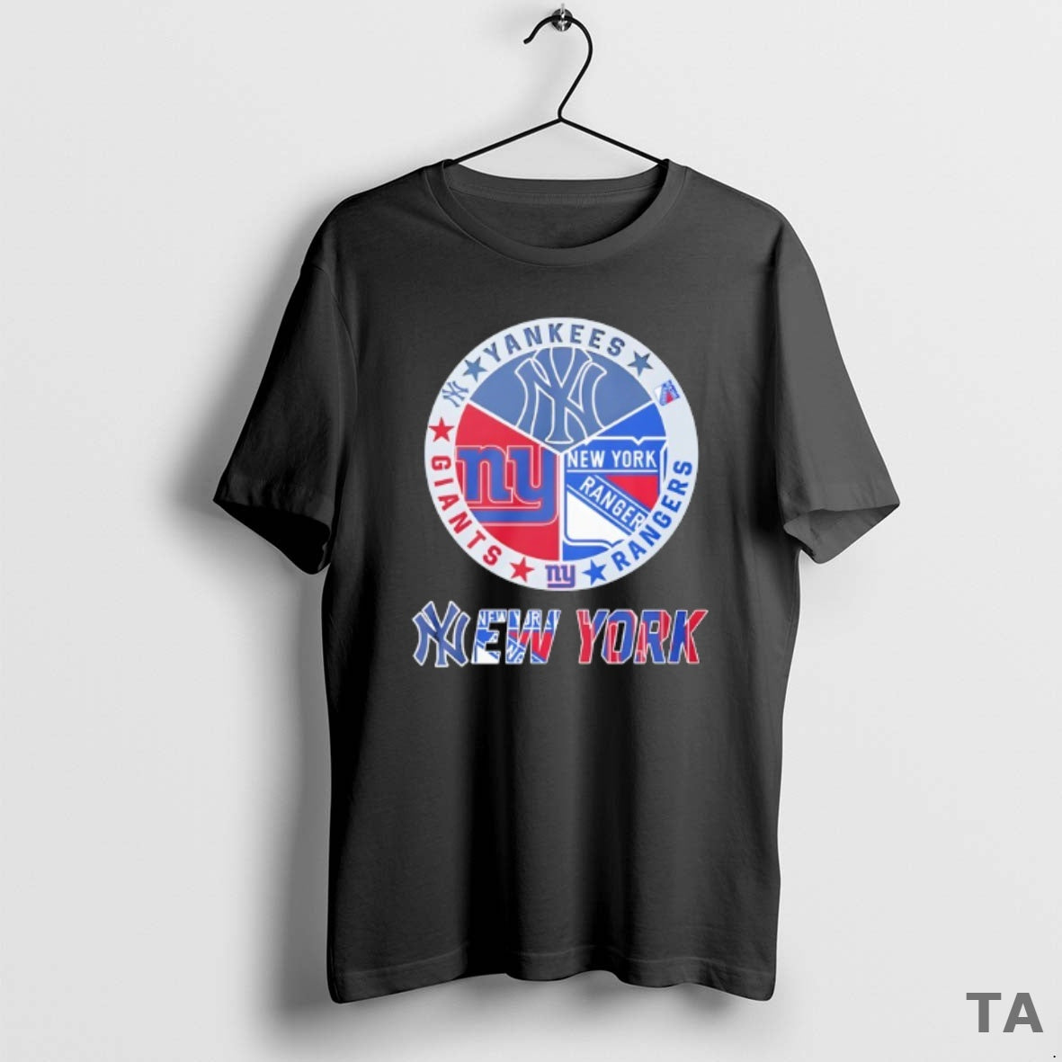 Top New York Yankees New York Rangers New York Giants Mashup Logo T Shirt Sweater Hoodie, Sweatshirt | PopFlextees.com