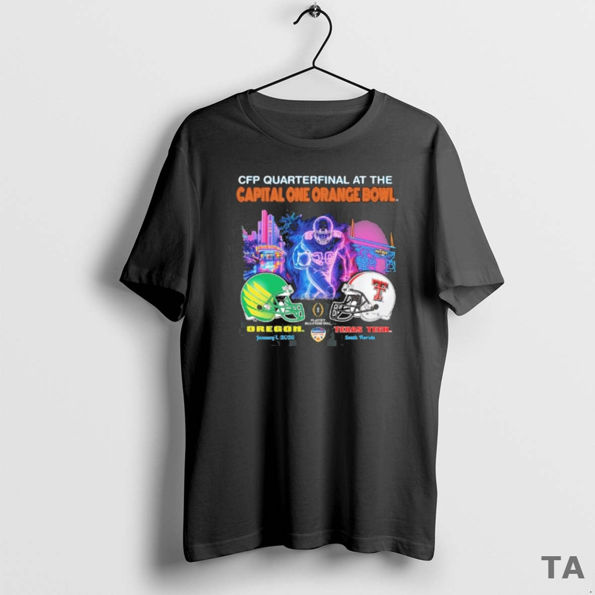 Top Oregon Vs Texas Tech 2026 Cfp Orange Bowl Art Deco Game T Shirt Sweater Hoodie, Sweatshirt | PopFlextees.com