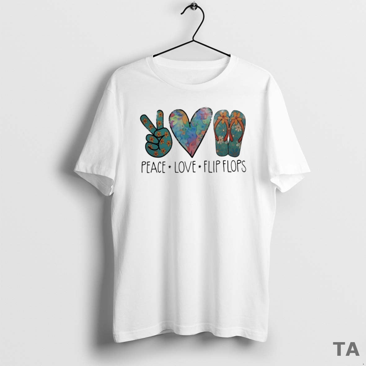 Top Peace Love Flip Flops Circle T Shirt Sweater Hoodie, Sweatshirt | PopFlextees.com