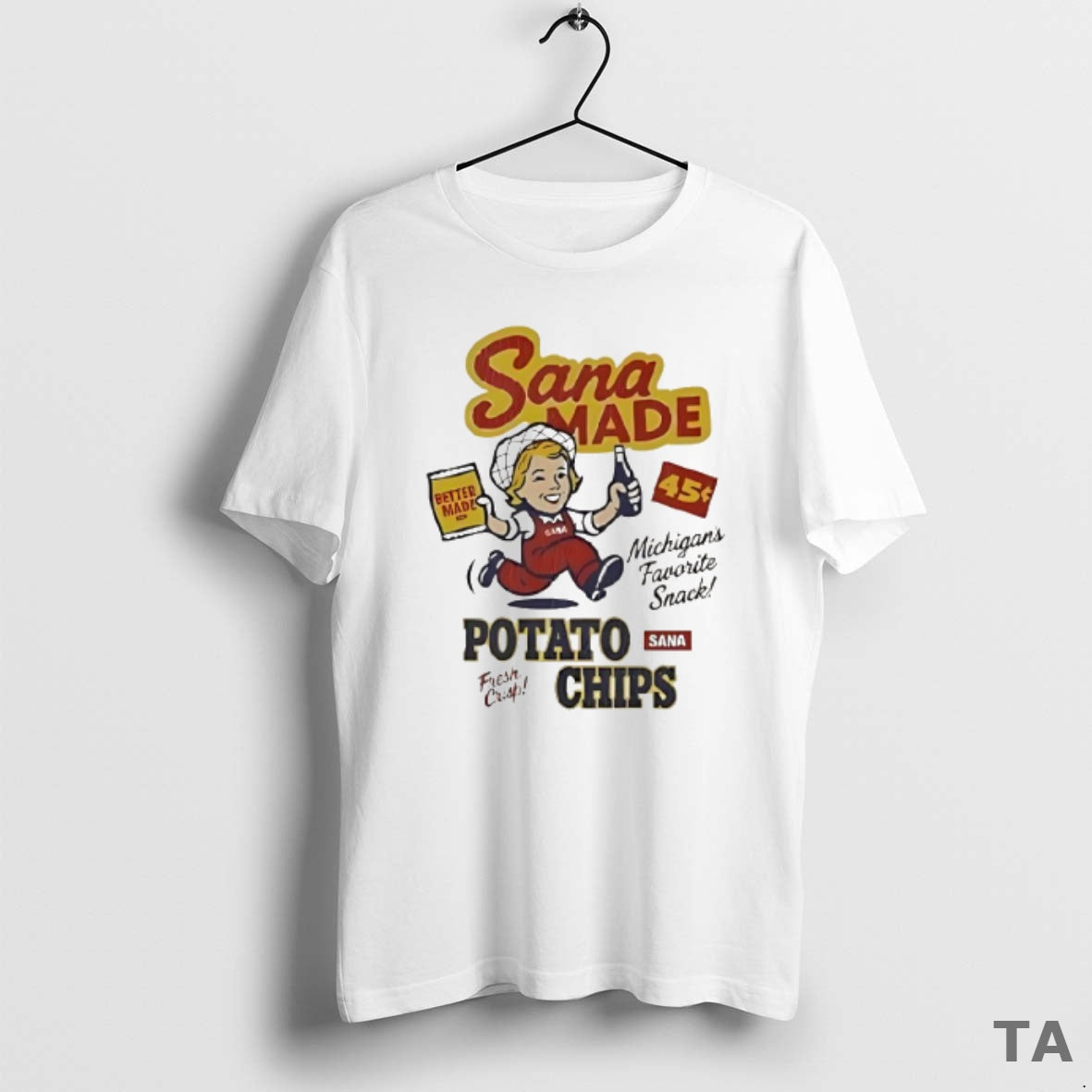 Top Sana Made Potato Chips Better Made Michigans Favorite Snack Cartoon T Shirt Sweater Hoodie, Sweatshirt | PopFlextees.com