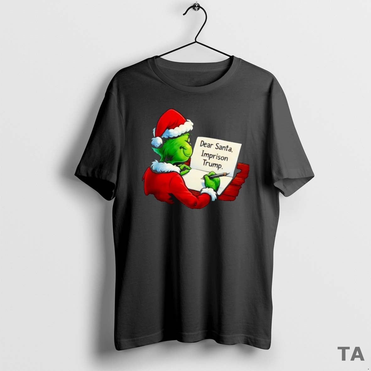 Top Santa Grinch Write Dear Santa Imprison Trump Xmas T Shirt Sweater Hoodie, Sweatshirt | PopFlextees.com