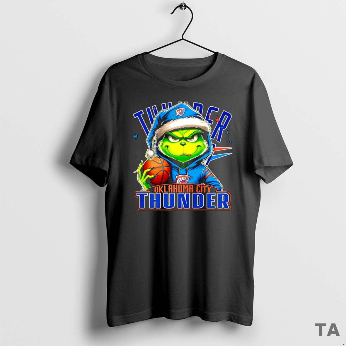 Top Santa Hat Grinch Oklahoma City Thunder Nba 2025 Christmas T Shirt Sweater Hoodie, Sweatshirt | PopFlextees.com
