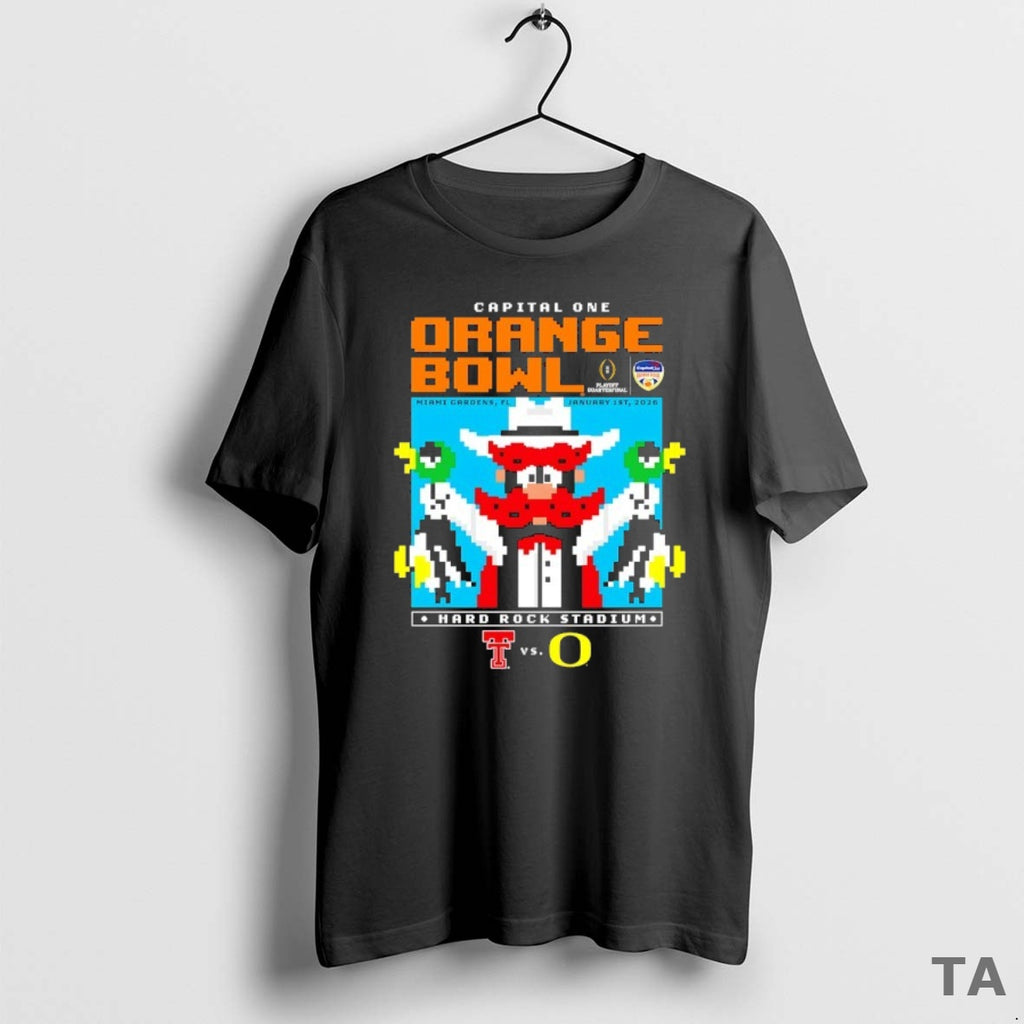 Top Texas Tech Red Raiders Capital One Orange Bowl 2026 Mascot Pixel T Shirt Sweater Hoodie, Sweatshirt | PopFlextees.com