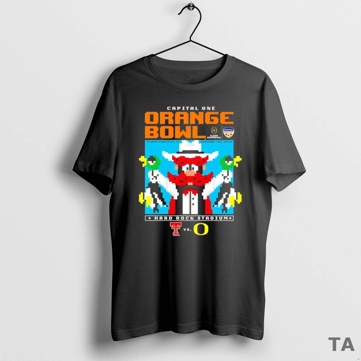 Top Texas Tech Red Raiders Capital One Orange Bowl 2026 Mascot Pixel T Shirt Sweater Hoodie, Sweatshirt | PopFlextees.com