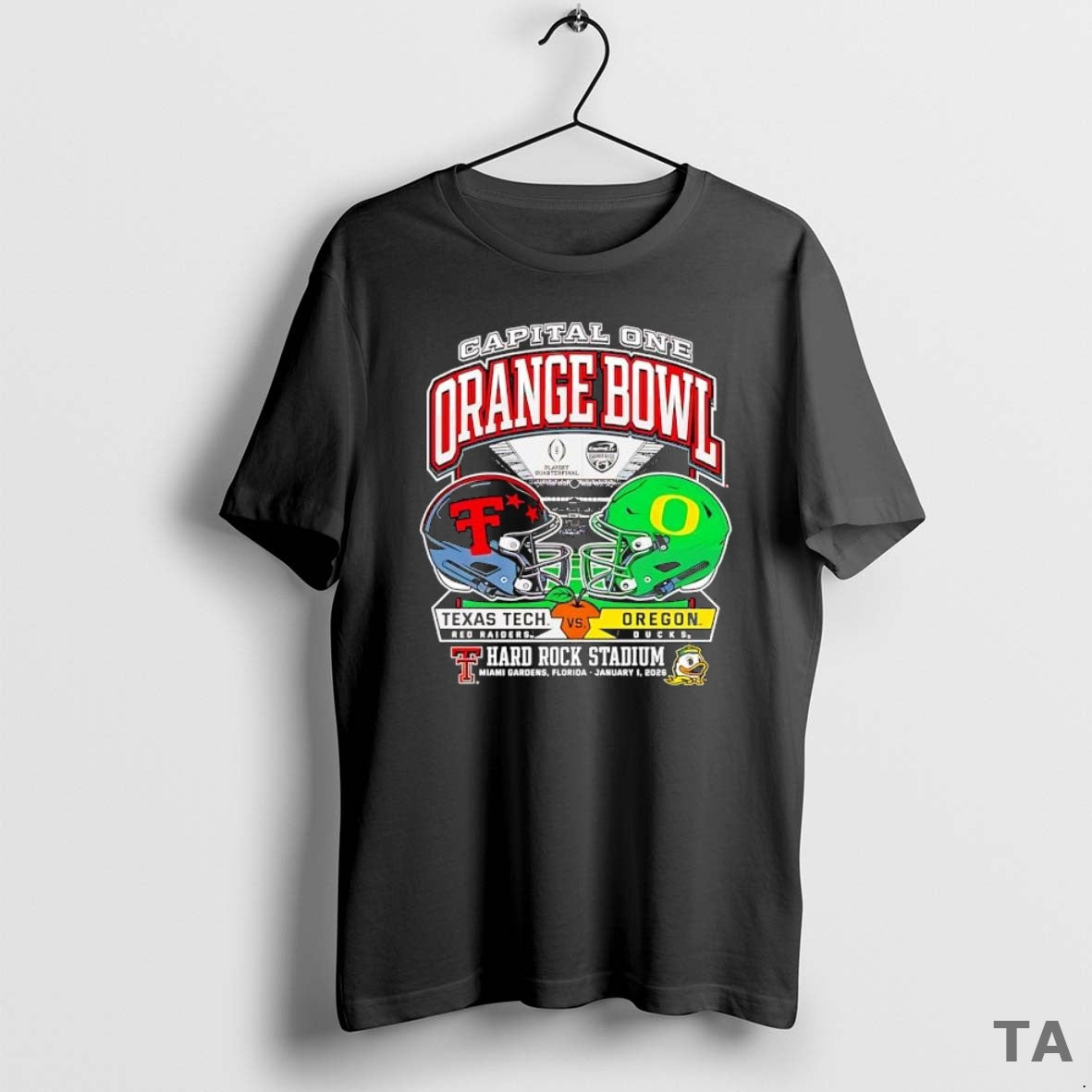 Top Texas Tech Vs Oregon 2025 Capital One Orange Bowl Helmet T Shirt Sweater Hoodie, Sweatshirt | PopFlextees.com
