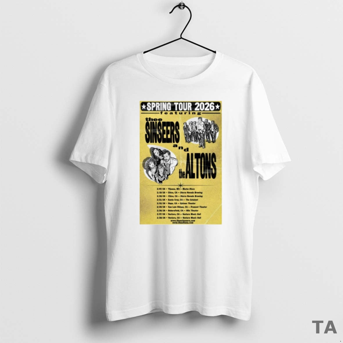 Top Thee Sinseers And The Altons Spring 2026 Tour Dates T Shirt Sweater Hoodie, Sweatshirt | PopFlextees.com