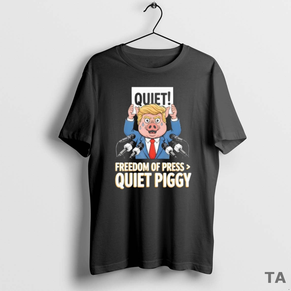 Top Trump Pig Quiet Freedom Of Press Quiet Piggy Funny T Shirt Sweater Hoodie, Sweatshirt | PopFlextees.com