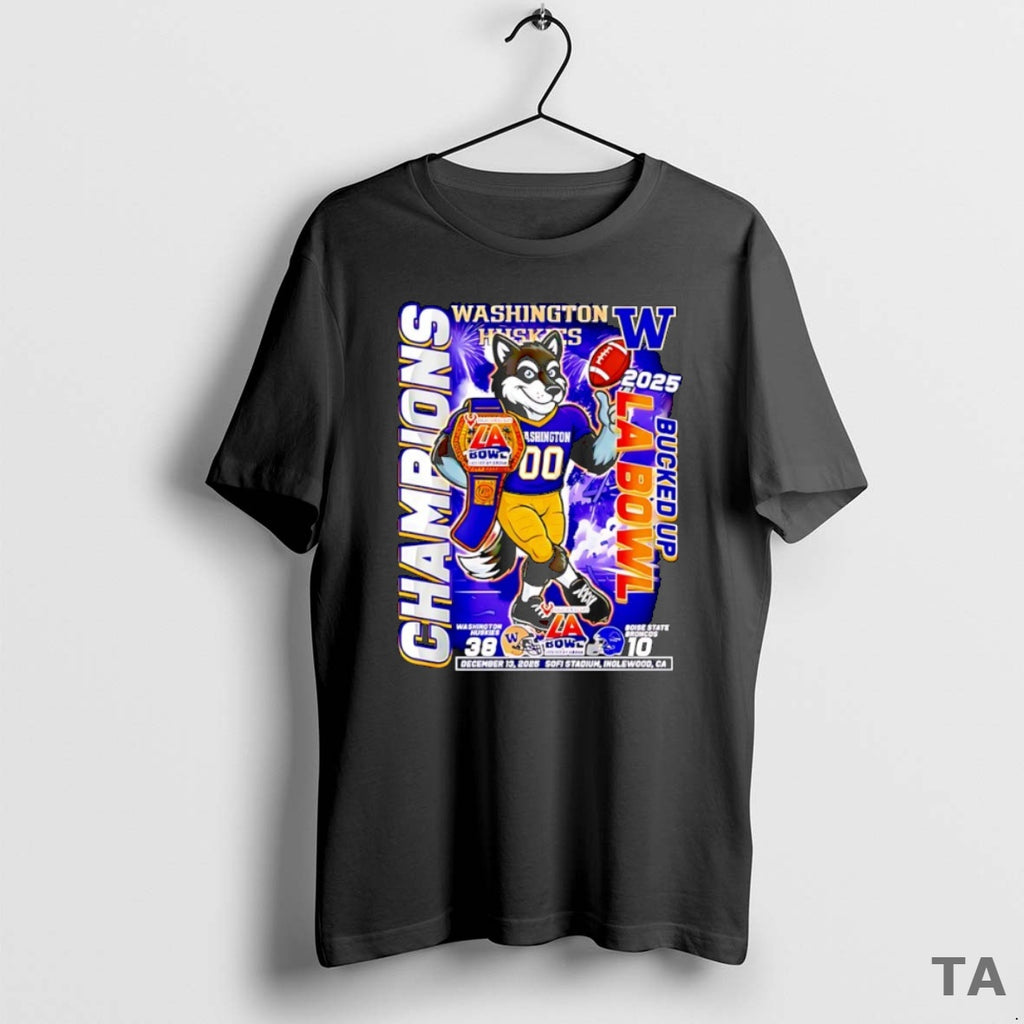 Top Washington Huskies Bucked Up La Bowl Champions 2025 Mascot T Shirt Sweater Hoodie, Sweatshirt | PopFlextees.com