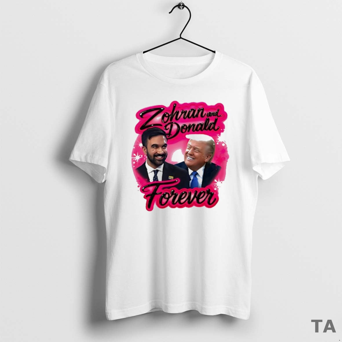 Top Zohran Mamdani And Donald Trump Forever Airbrush T Shirt Sweater Hoodie, Sweatshirt | PopFlextees.com
